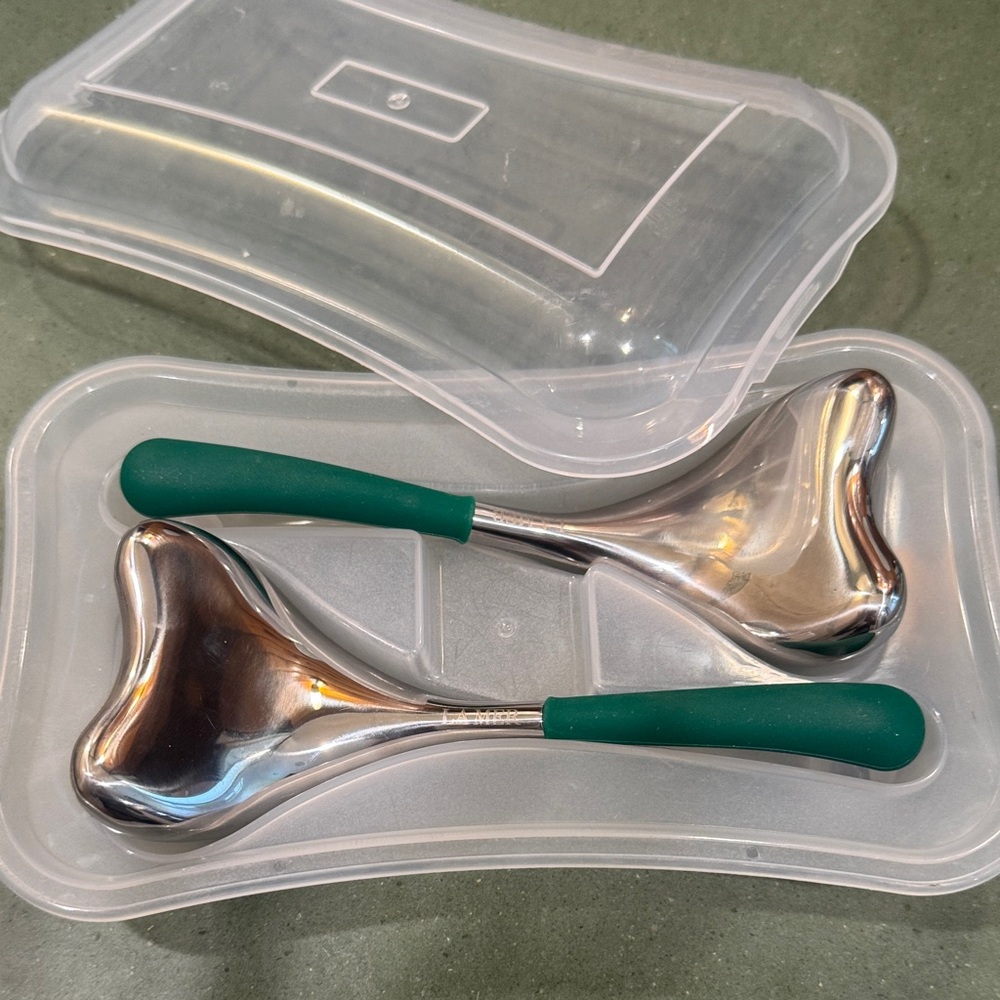 Stainless Steel Facial Massage Tools with Green Handles